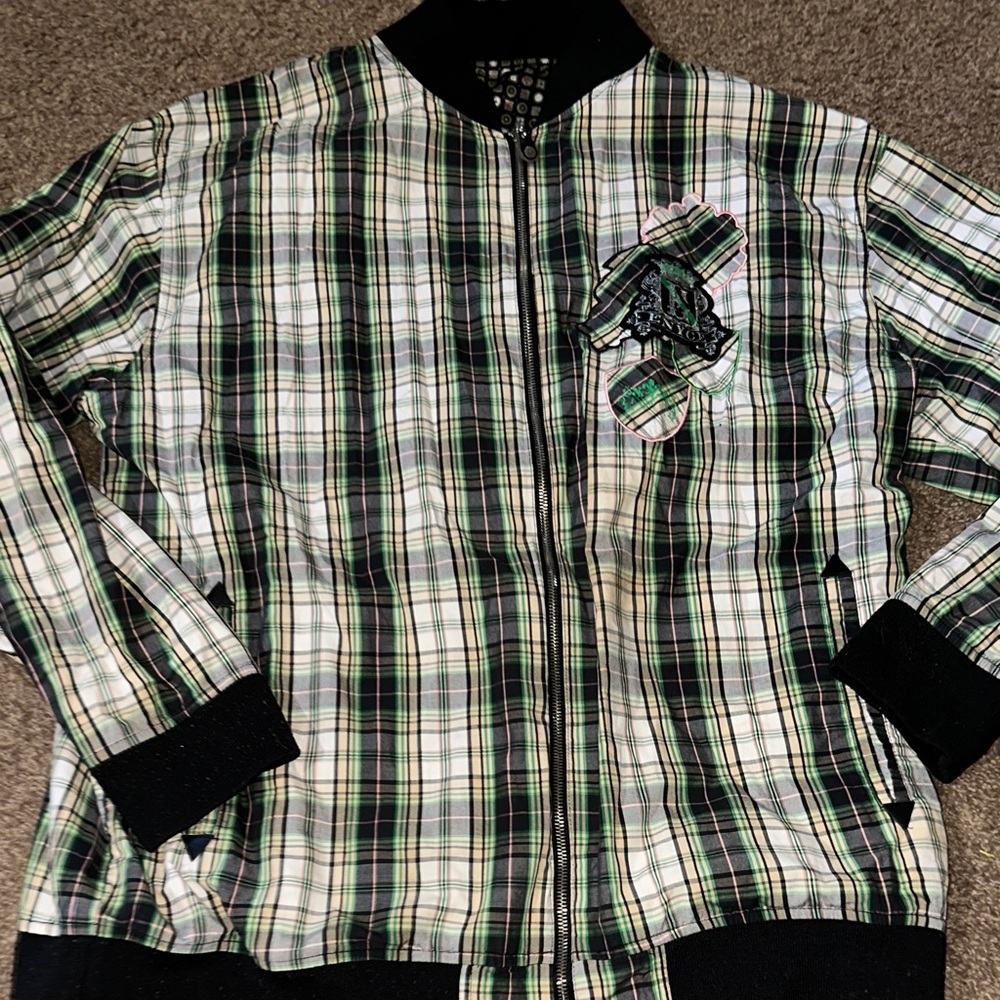 Vintage Y2K ENYCE Reversible all Over Print Hip Hop Street Wear Zip up jacket